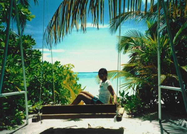 relaxing on a beach swing - Maldives